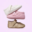 Oomphies Amina crib baby shoe white pink gold